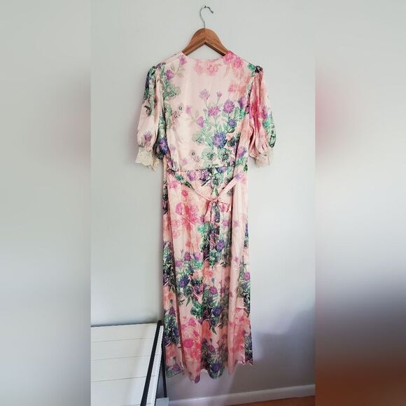 Hope & Ivy Maternity Floral Light Peach CutOut Balloon Sleeve Maxi Uk 14/  US 8 - Picture 9 of 11